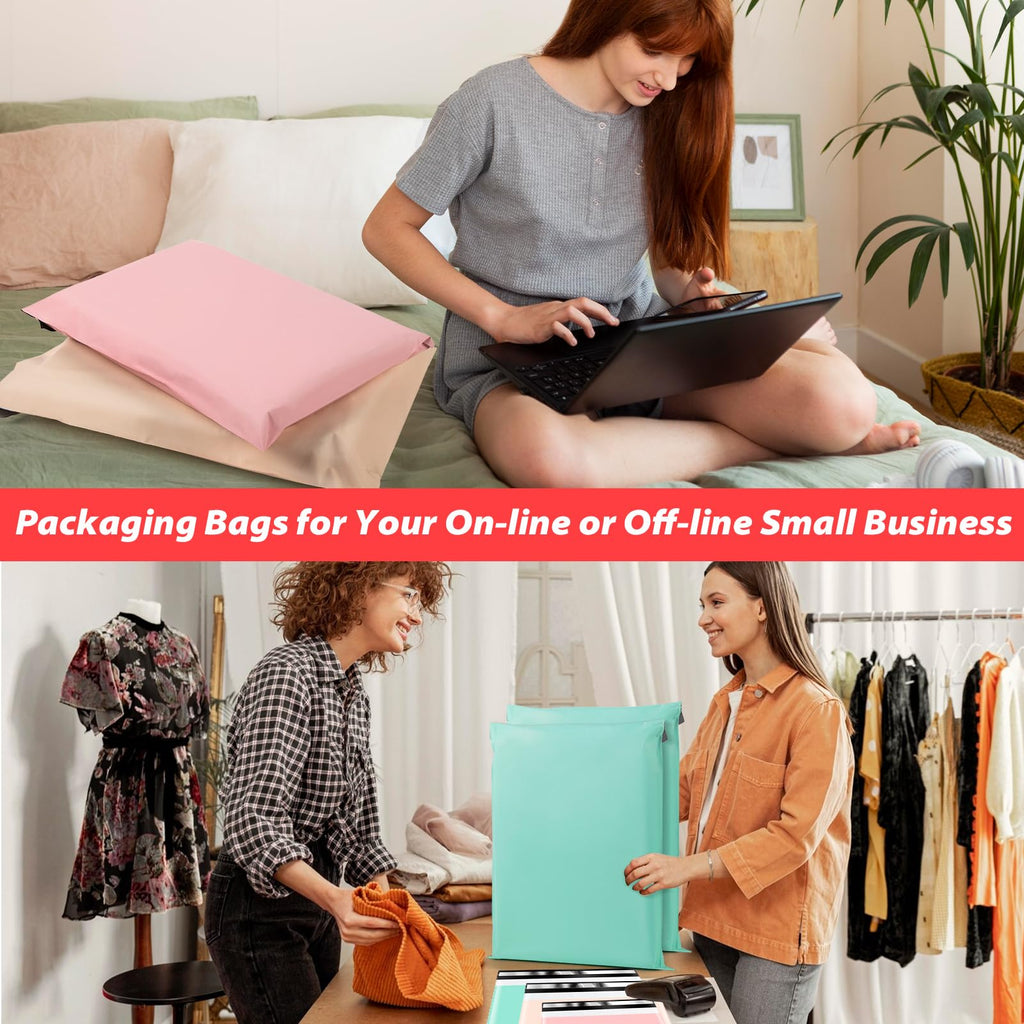 Oududianzi 30PCS Large Poly Mailers, 3 Sizes Shipping Bags, Fashion Shipping Envelopes, Plastic Packaging Bags, Self-Seal Polymailers, Mailing Poly Bags for Small Business, Clothing(Pink&Yellow&Green)