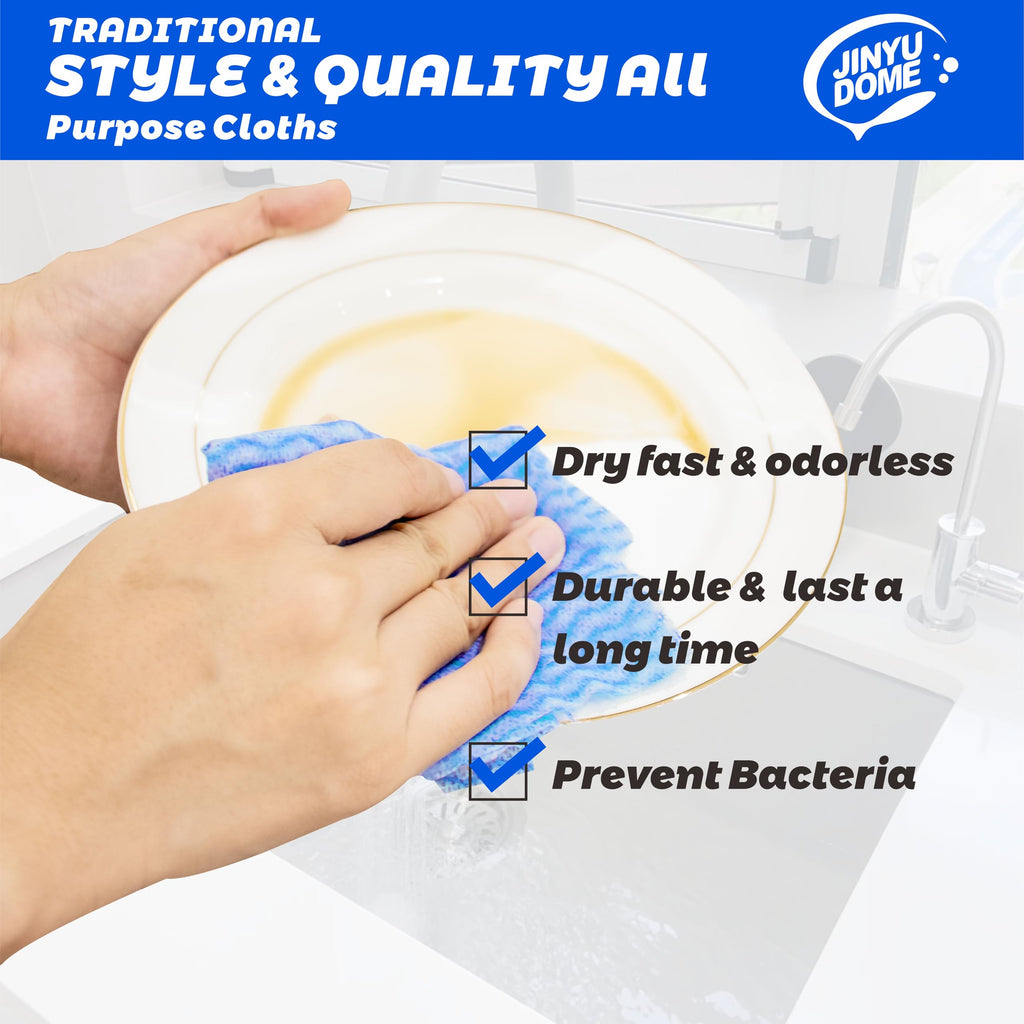 JINYUDOME Blue Handi Wipes Disposable Dish Cloths Heavy Duty Kitchen Towels Reusable Cleaning Wipe, 60 Count