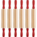 Mini Rolling Pin 7.5 Inch (6 Pack) Kids Rolling Pin Set for Play Dough Accessories Small Pin for Dough - Wooden Rolling Pins for Baking with Handles for Foods, Baking Supplies, and Playtime