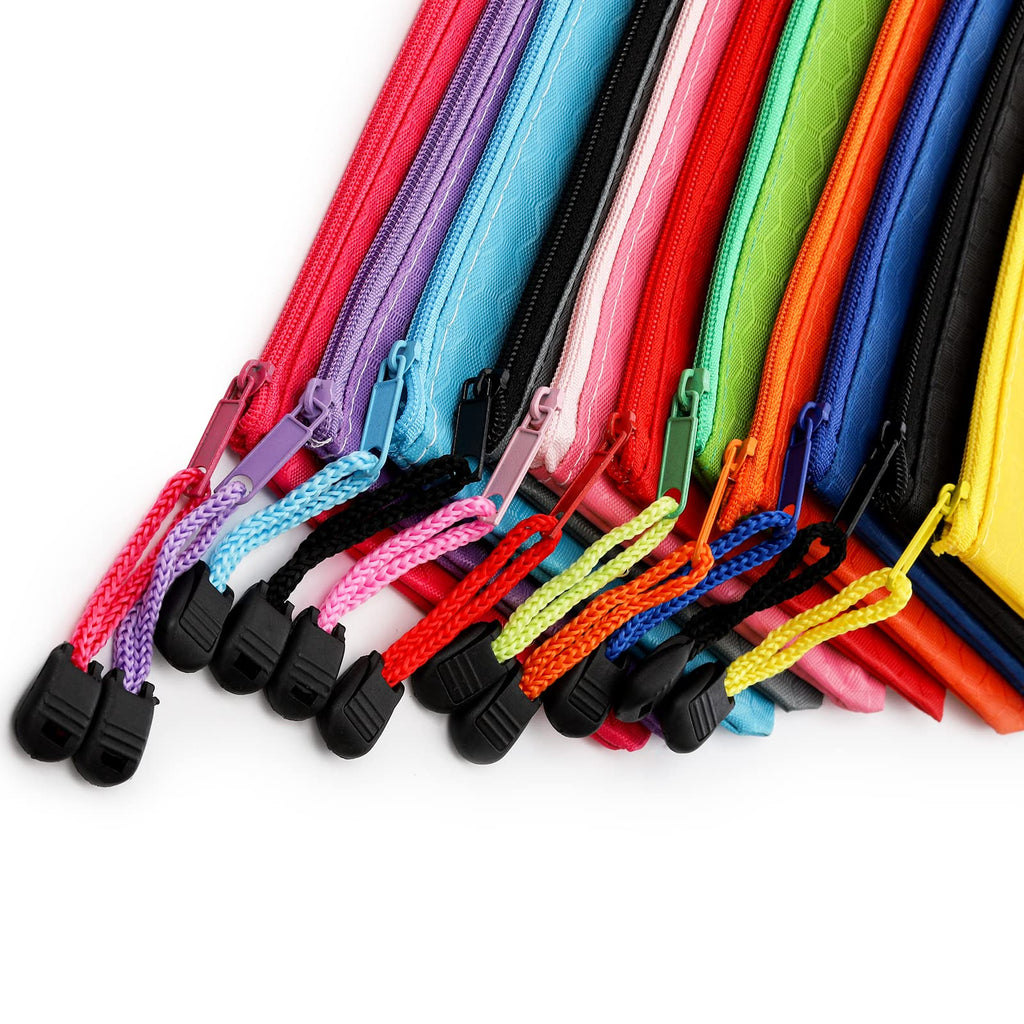 SOUJOY 36PCS Zipper Pencil Pouches, 9'' x 4.7'' PVC Multicolor Zip File Bags, 12 Colors Waterproof Pen Case for Bills, Cosmetics, Travel Storage, School and Office Supplies
