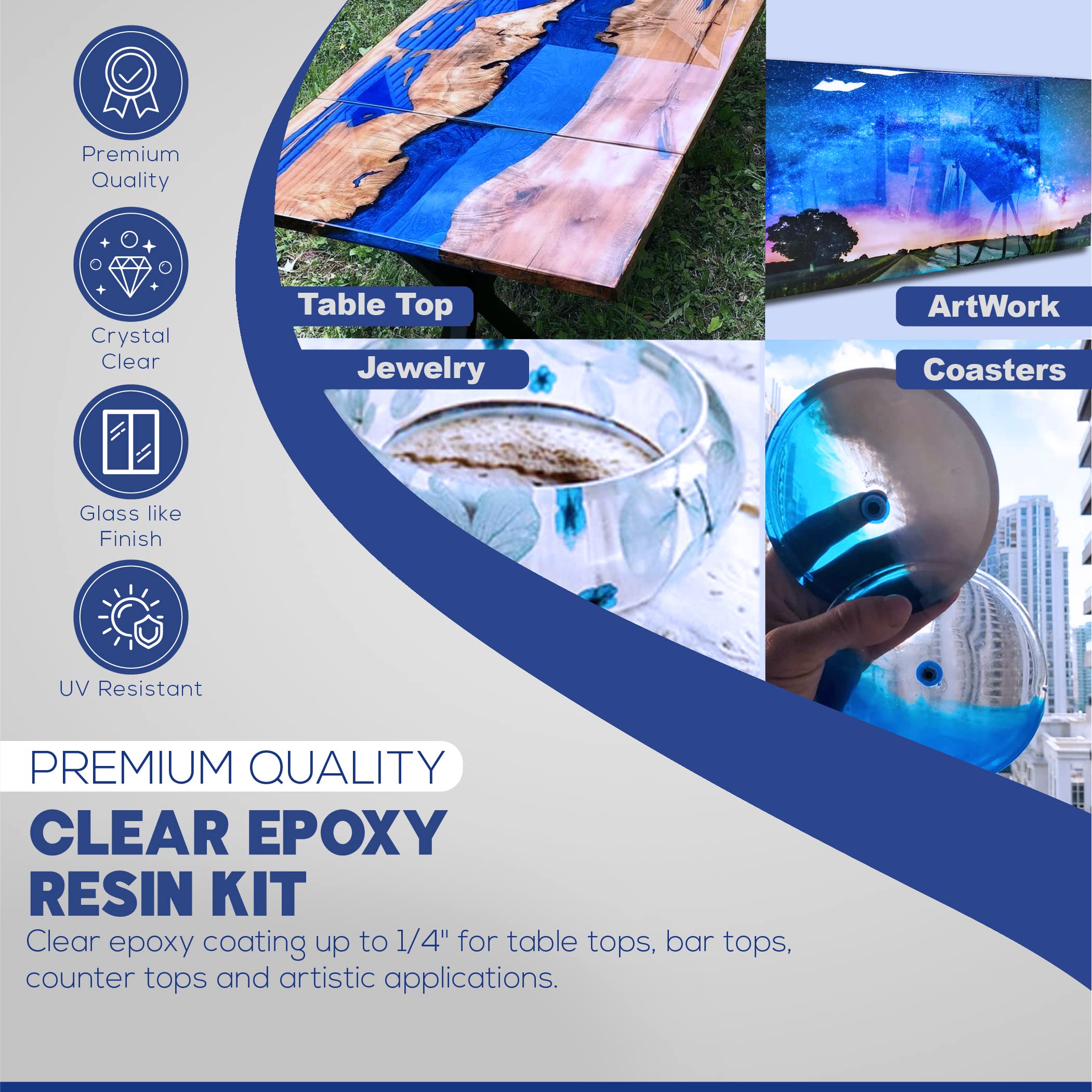 Magic Resin | Epoxy Resin for Table Tops & Coatings | 32 oz (946 mL) | Premium Quality | High Gloss Thick Clear Coat | Table Tops, Bar Tops, Countertops, Artworks, Seal Coats etc.