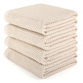 HOMYTOP Large Kitchen Hand Towels,Cotton Waffle Weave Dish Towel for Drying, Cleaning Cloth for Kitchen Dishes - Extra Absorbent and Soft - 16 x 28 inch (Cream-4 Pack)