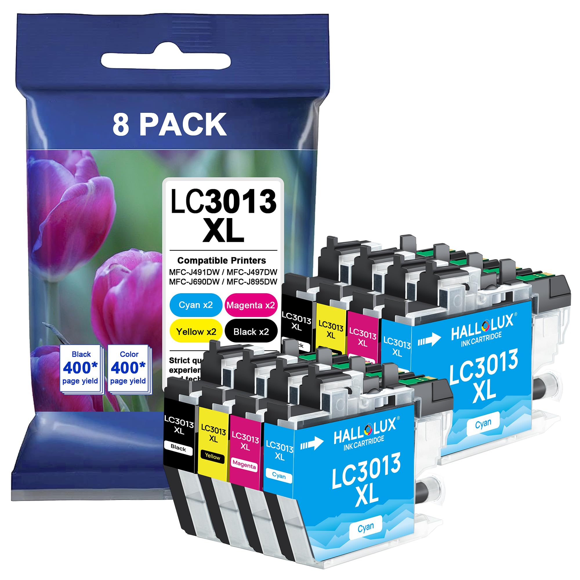 8 Pack LC3013 XL LC3011 BK/C/M/Y for Brother LC3013 for Brother LC3011 for Brother Ink Cartridge LC3013 LC-3013 3011 LC3013BK Black for Brother MFC-J491DW J497DW J690DW J895DW Printer