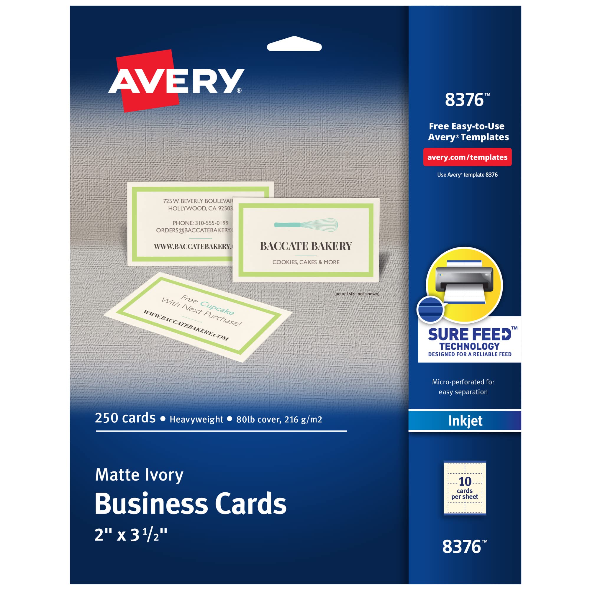 Avery 2 X 3.5in Ink Jet Business Cards (250 Cards) ( Matte Ivory)
