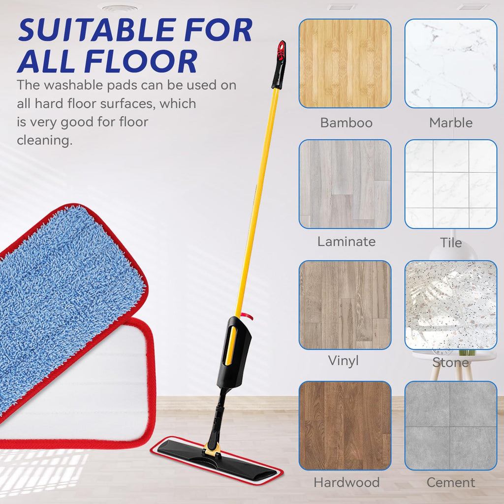 Replacement Microfiber Pad for Rubbermaid Commercial 18.5 Inch Mop Head - 6 Pack Wet & Dry Commercial Cleaning Refills Reusable Mops Refills Fit for Any Microfiber Flat Mop System 18.5"