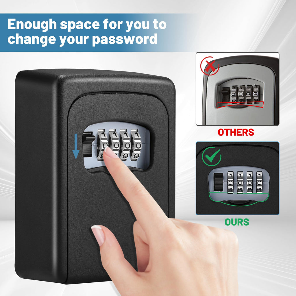 Key Lock Box for Outside - Sturdy and Durable Lock Box for House Key,5 Key Capacity Lockbox for Keys Outdoor,Waterproof Emergency Spare Key Lockbox with Resettable Code for Home,Garage,Airbnb