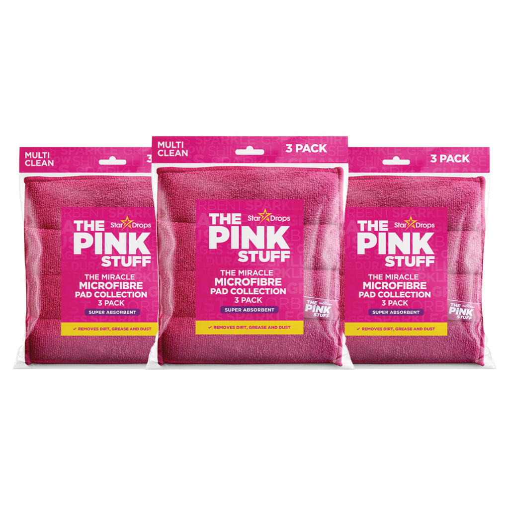 Stardrops The Pink Stuff Miracle Microfibre Pad Collection – Durable, Dual-Sided Scrubbing & Cleaning Pads for Tough Stains and Everyday Messes (9-Pack)