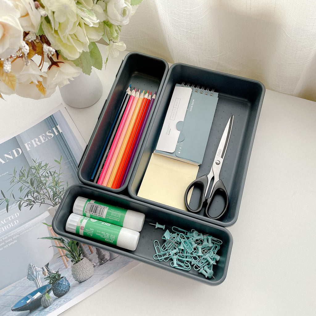 BYCY Office Drawer Organizers Bins Junk Drawer Organizers Tray Storage Dividers for Office Desk Dress Makeup (13pcs 2Size)