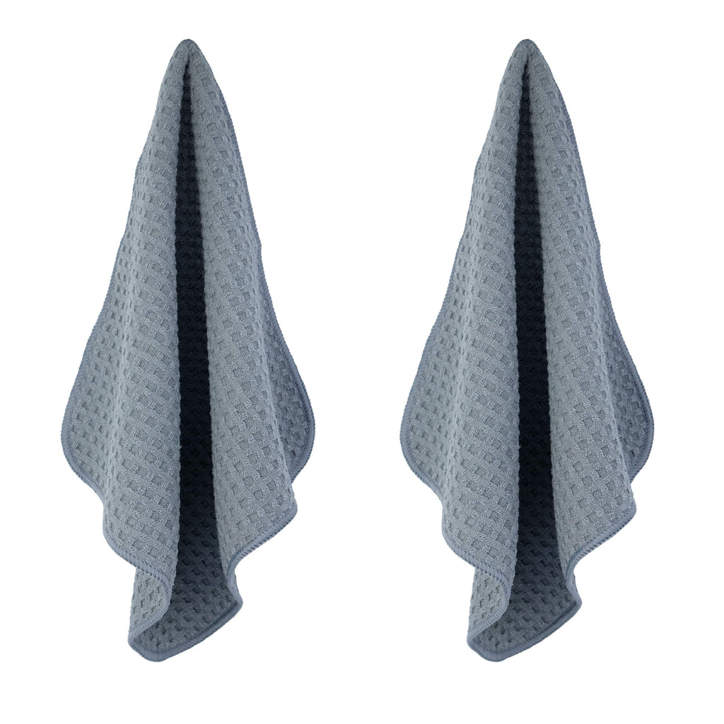 Polyte Ultra Premium Microfiber Kitchen Dish Hand Towel Waffle Weave, 8 Pack (12x12 in, Grey)