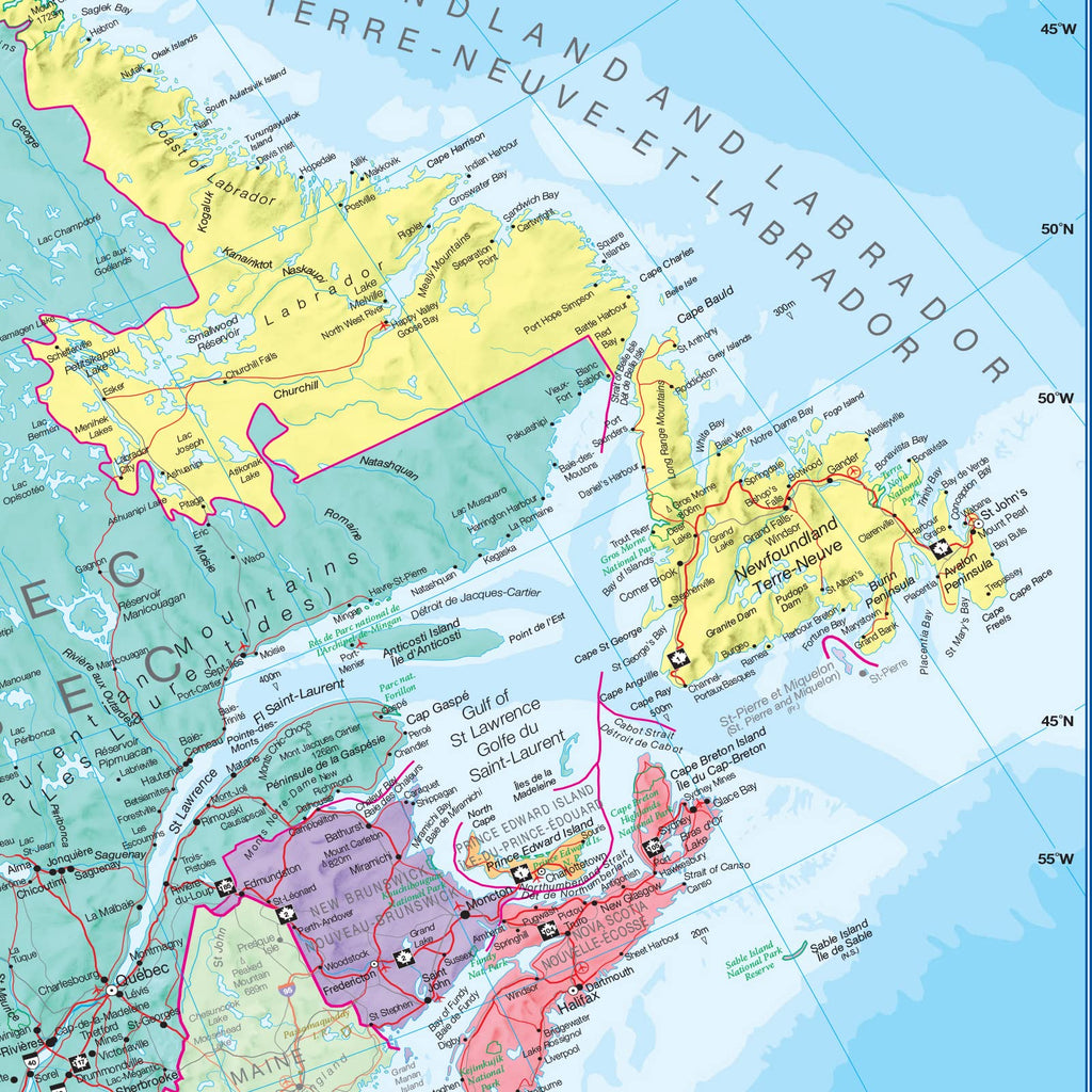 Map of Canada - Political Front Sheet Lamination - 59.4 x 42 cm - Detailed Cartography - Maps International