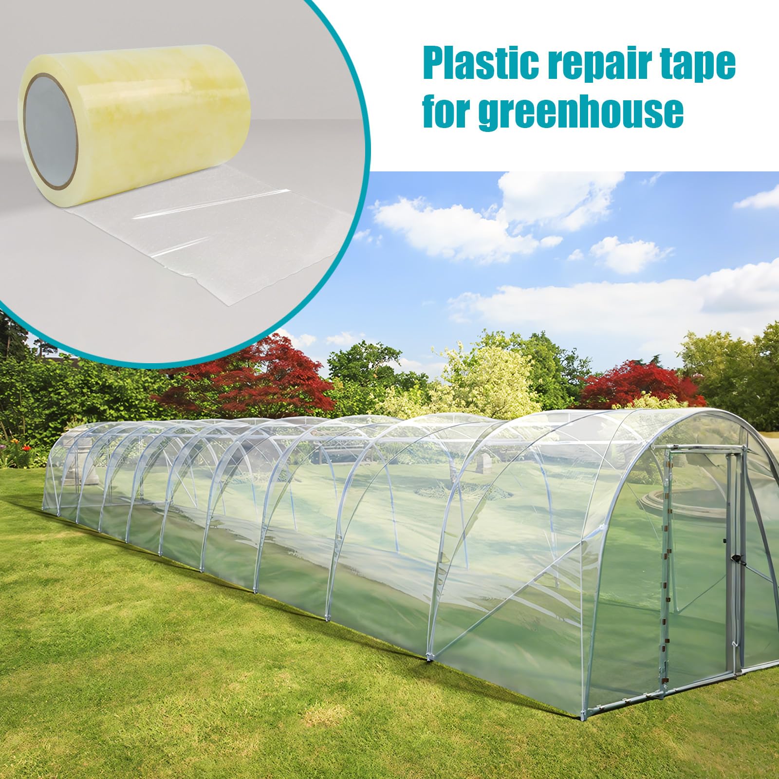 Greenhouse Repair Tape, 6in x 82ft Clear Waterproof Tape Outdoor Polyethylene Greenhouse Plastic Film Tape for Greenhouse Sheeting Coverings Sealing Tape
