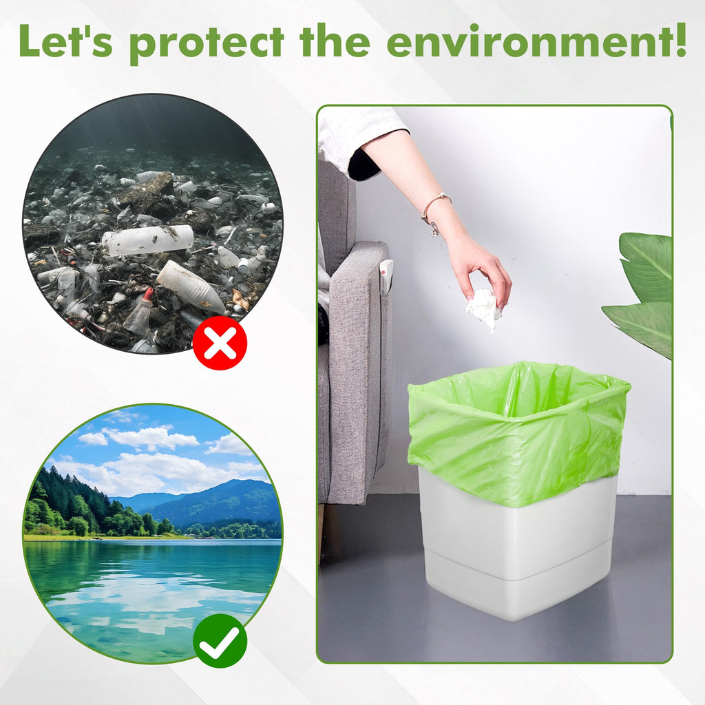 Kitchen Biodegradable Garbage Bags, 13 Gallon/50L Large Compost Bags for Green Bin, Recycling Bin Liners, Eco-friendly Compostable Trash Bags for Kitchen Food Waste (80 Count, Green)
