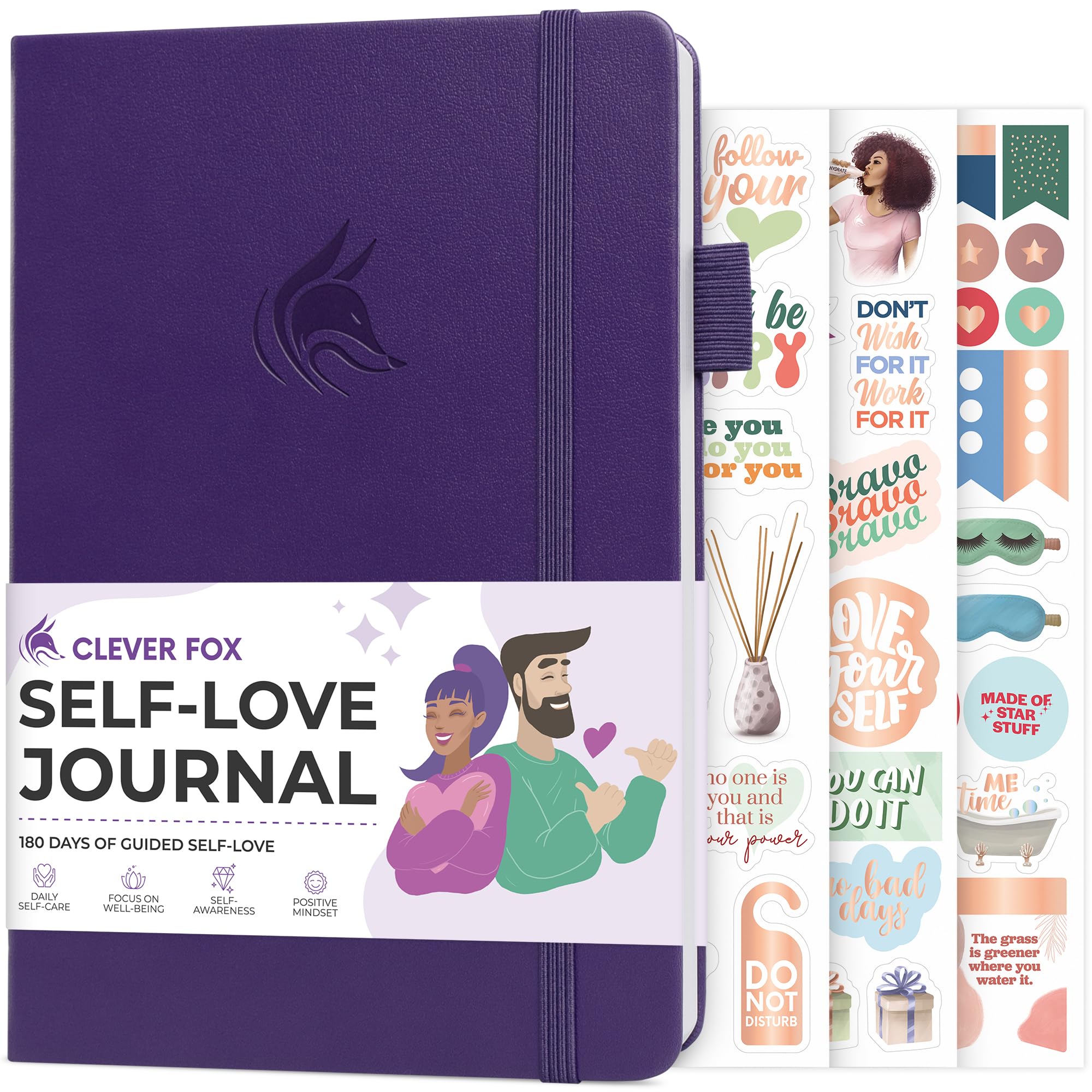 Clever Fox Self-love Journal - Guided Self-Discovery for Care, Reflection & Help - Mental Health Practice Gratitude, Mindfulness & Improvement - A5 Size - Purple