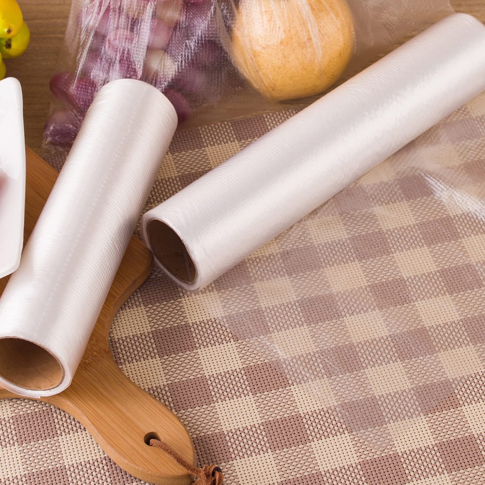 PAPRMA 12” x 20” Plastic Produce Bags 2 Rolls, Clear Food Storage Bags 350pcs on a Roll, Clear Produce Bags for Food Vegetable Bread Fruit Meat