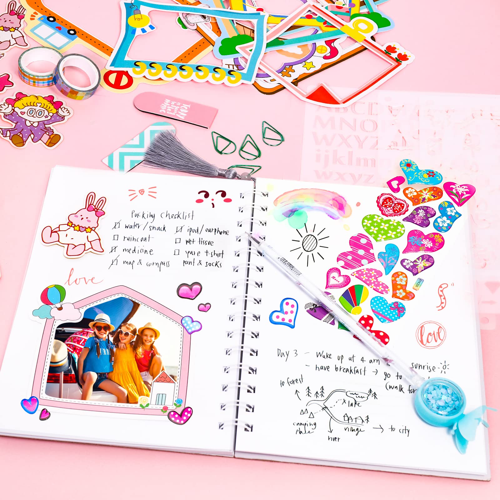 DIY Journaling Set Gifts for Girls Age of 8 9 10 11 12 13 Years Old and Up Personalized Diary For Tweens & Teens Journal for Girls Journal Kit Birthday Gift Cute Art Crafts Scrapbook Stationary Kit