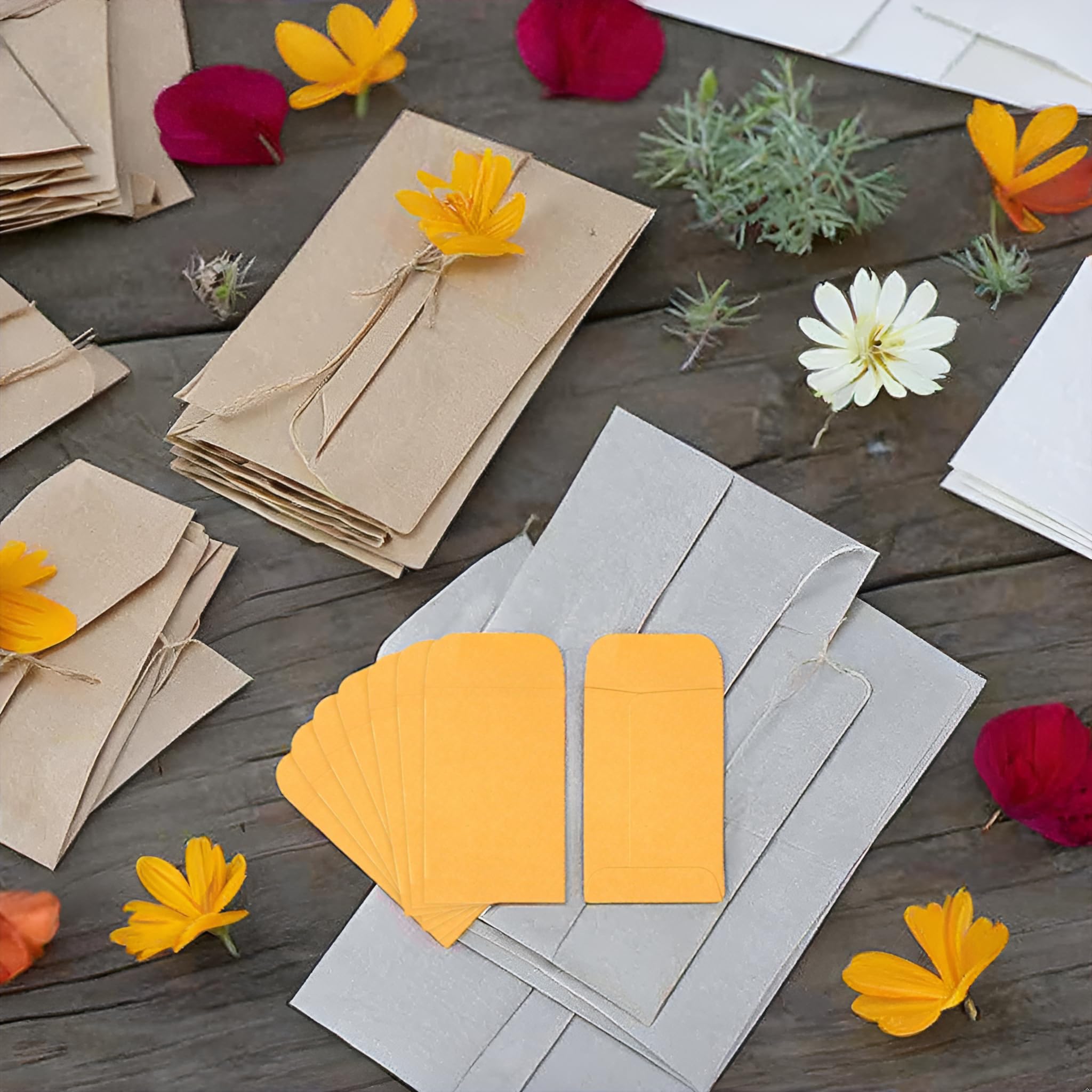 Packpal Seed Envelopes, 500 Pack Brown Coin Envelopes for Gifts and Money Saving, Mini Small Envelopes 2-1/4 x 3-1/2