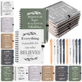 20 Pcs/10 Set Christian Gifts Notebooks Bible Verse Spiral Notebook and Bible Ballpoint Pen Prayer Journal Religious Inspirational Notebook Scripture Notepad for Men Women Sunday School Church Visitor