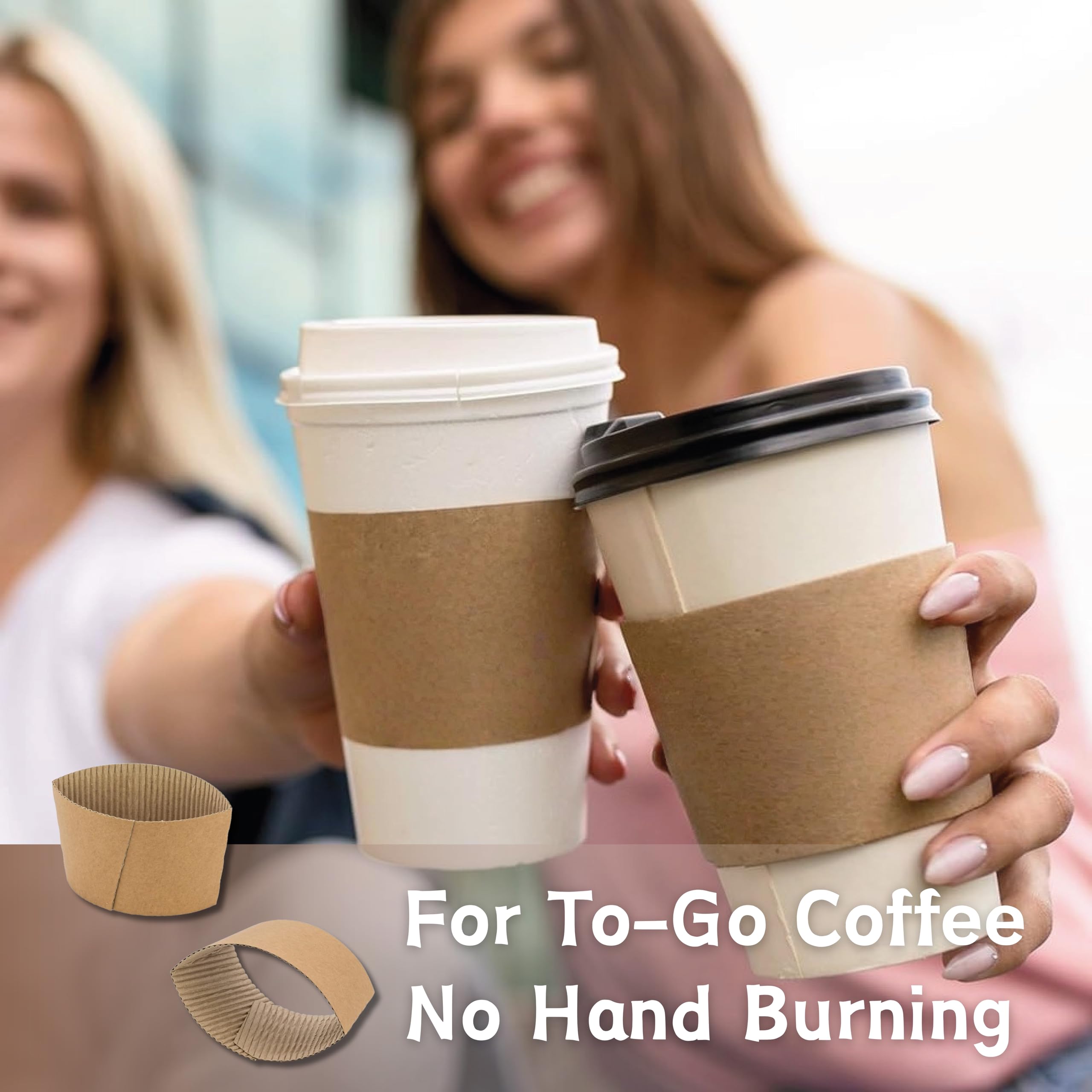 250 Pack Coffee Cup Sleeves, Hot Cup Sleeves Fit 12oz, 16oz, 20oz, 22oz & 24oz Cups, Corrugated Coffee Sleeves Disposable for Hor & Cold Drinks