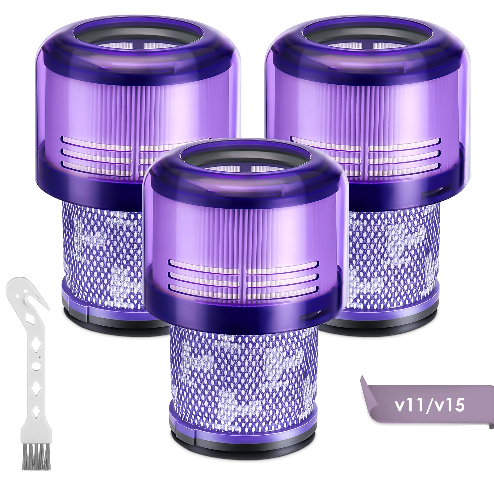 3 Pack V11 Vacuum Filters Replacement for Dyson V11 Animal V11 Torque Drive Complete V15 Detect V15s Detect Cordless Vacuum Cleaner, Compare to Part No. 970013-02 & 970013-03