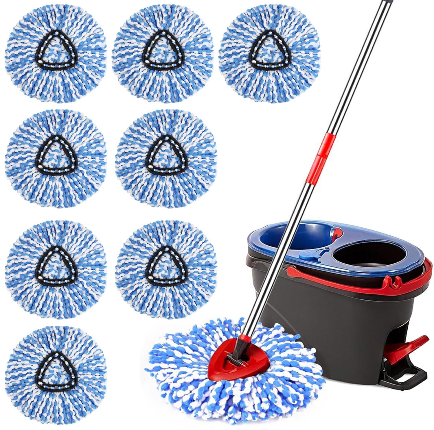 9 Pack Spin Mop Replacement Heads Compatible with O-Cedar RinseClean 2-Tank System ONLY, Microfiber Mop Refills (NOT for EasyWring 1-Tank)