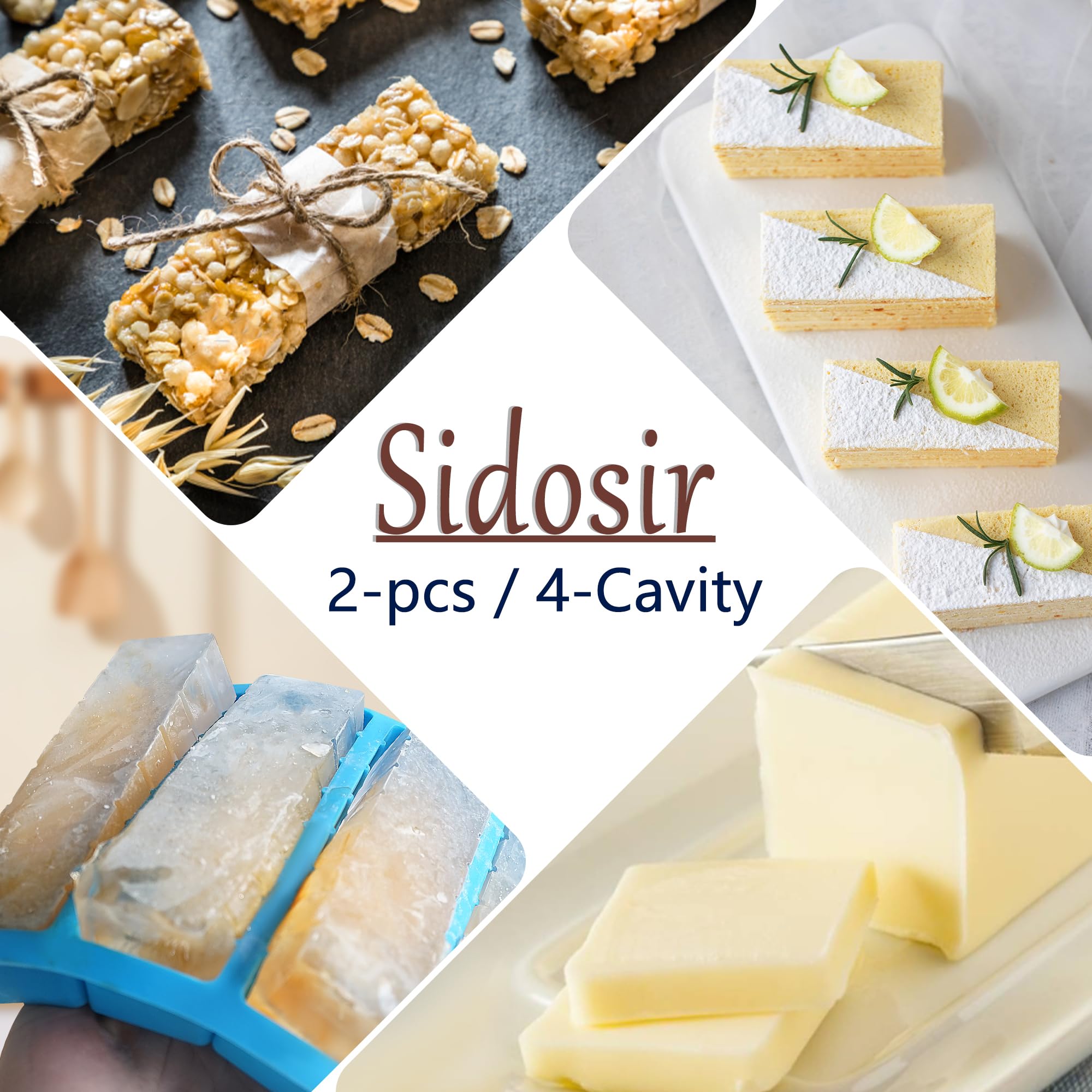 Sidosir 2PCS Butter Silicone Mold with Lid, Non-Stick Butter Mold Tray for Making Butter,Butter Mold with Measurements for Chocolate Making and Homemade Cakes Baking (Large with Measurements)