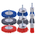 AOKLIT 9 Pack 80 Grit, 120 Grit, 240 Grit Nylon Filament Abrasive Wire Brush Wheel & Cup Brush Set with 1/4 Inch Hex Shank, for Removal of Rust/Corrosion/Paint