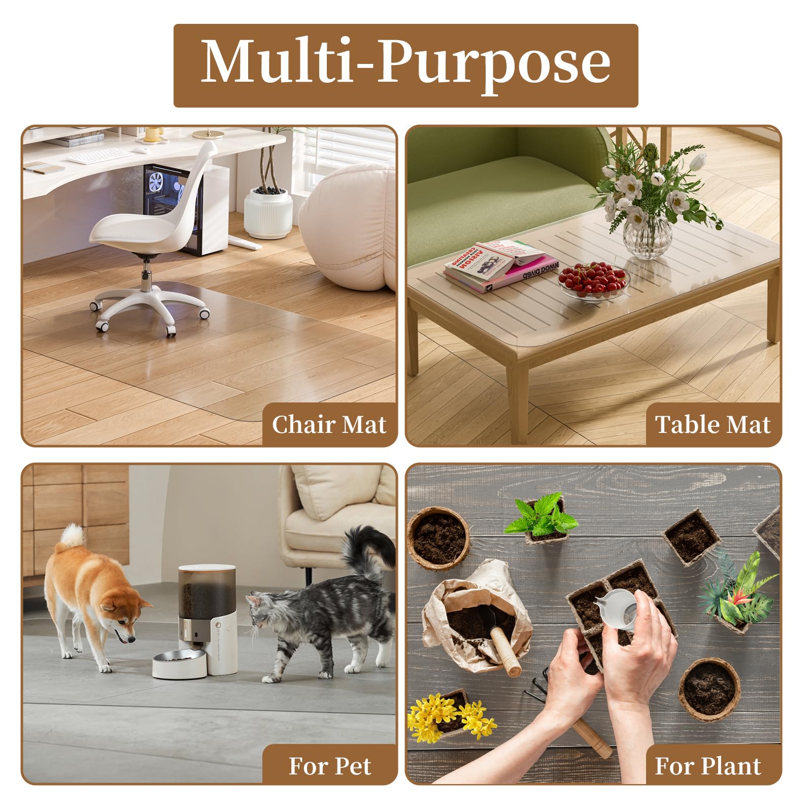 MESHDO Office Chair Mat for Hardwood Floor, 36" X 48 Desk Chair Mat for Hard Floors, PVC Clear Floor Protector Rug Mat for Home and Office, Can't be Used on Carpet