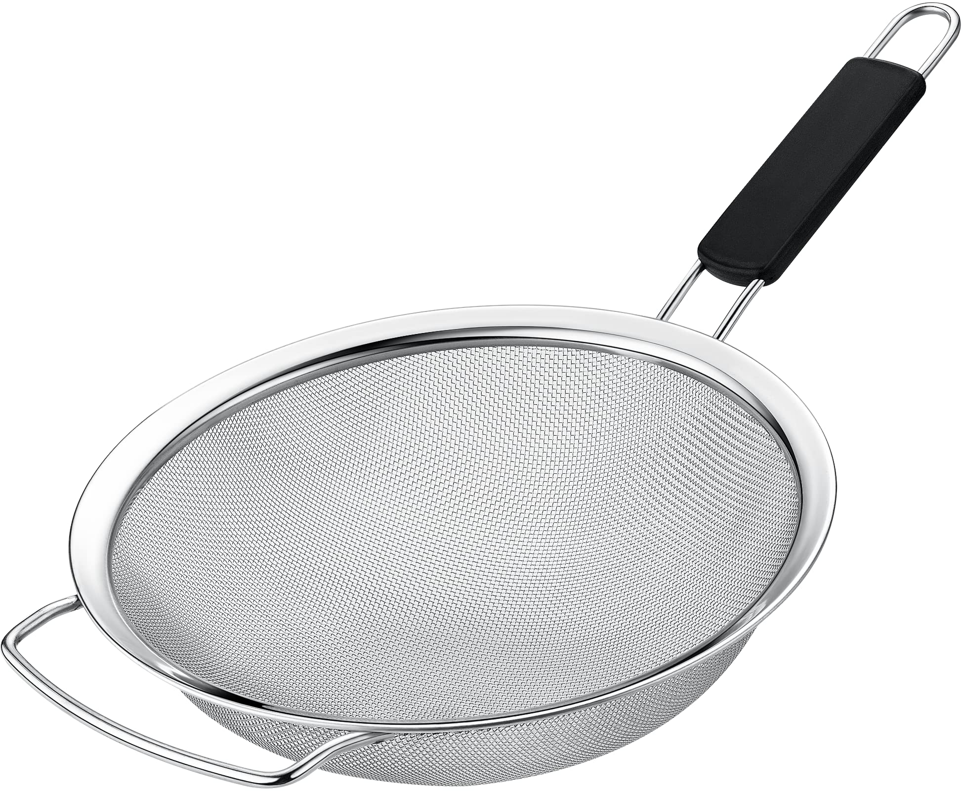 Kafoor 9" Large Fine Mesh Strainer with Thermo Plastic Rubber Handle - Sieve Fine Mesh Stainless Steel - Ideal to Strain Pasta, Quinoa and Rice.