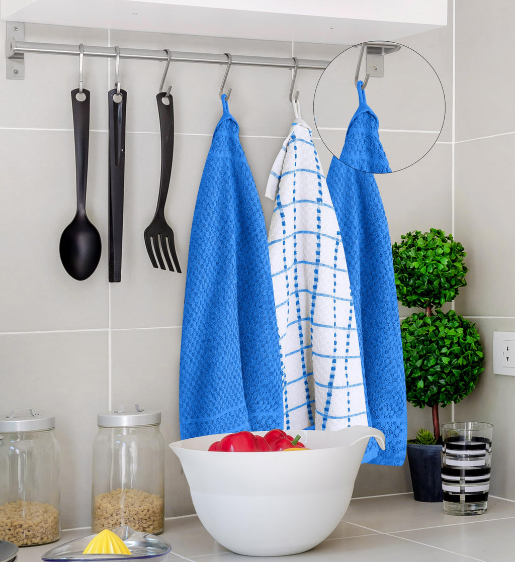 Utopia Towels Kitchen Towels, 12 Pack, 15 by 25 Inches, Dobby Weave, 100% Ring Spun Cotton, Super Soft and Absorbent Dish, Tea, and Bar Towels, Blue