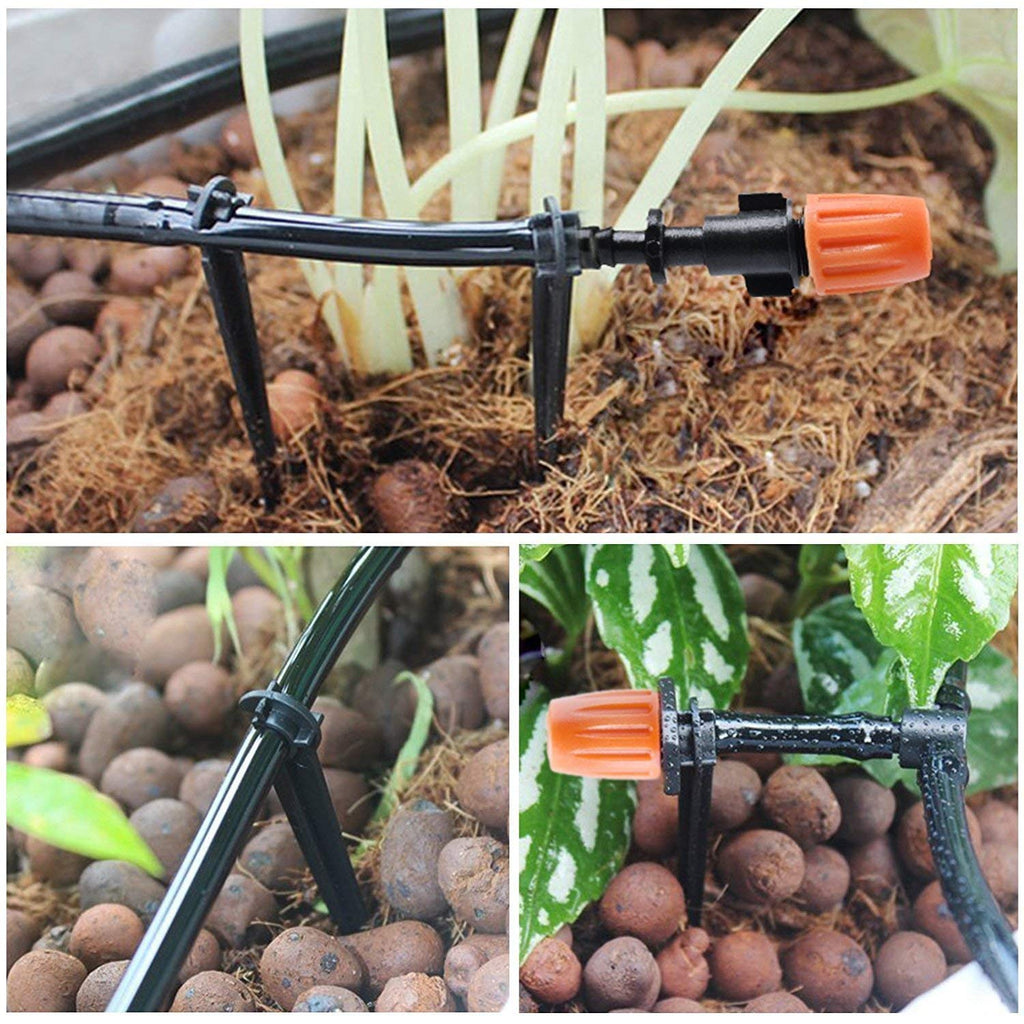 MSDADA Greenhouse Micro Drip Irrigation Kit, 50Ft Automatic Irrigation, Plant Watering System with 1/4" Blank Distribution Tubing Hose Adjustable Nozzle Emitters Sprinkler for Garden,Patio, Lawn