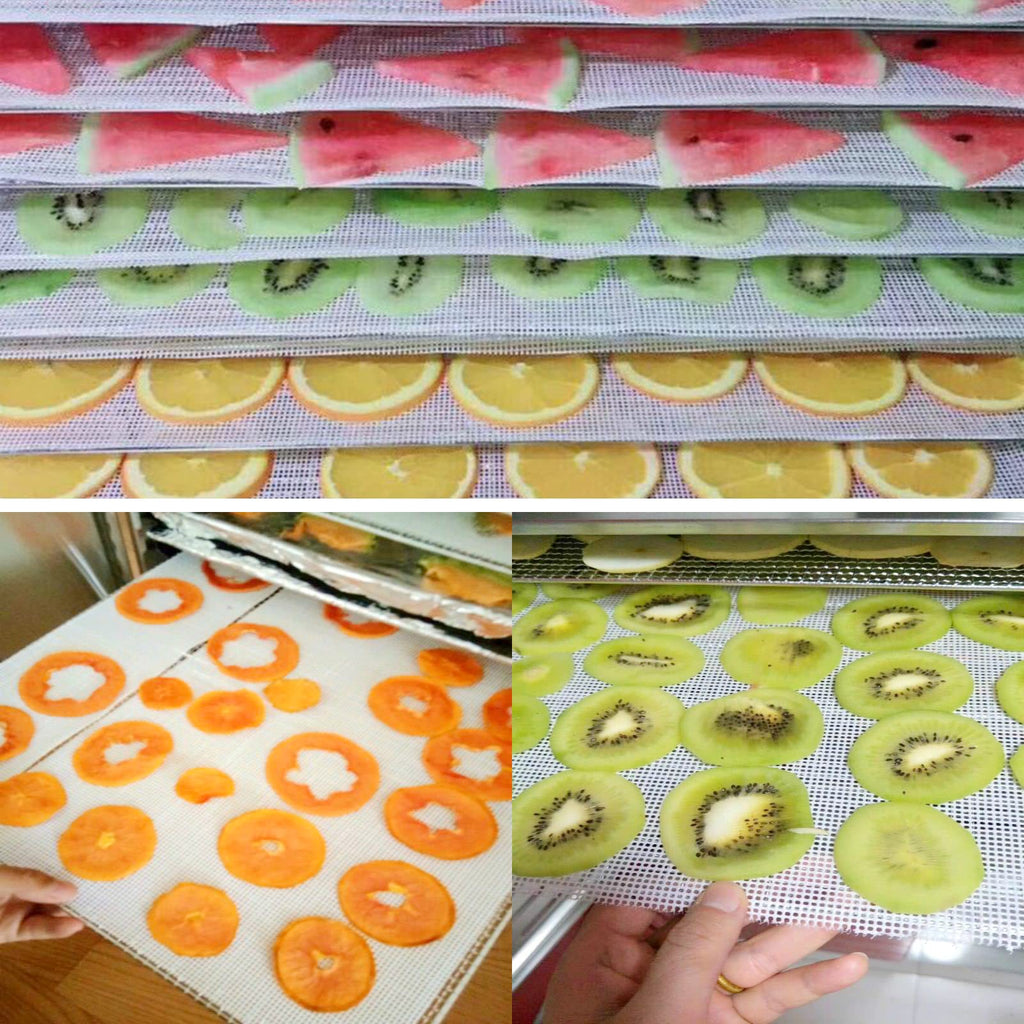 12 Pack Food Dehydrator Sheets, Silicone Fruit Mesh Trays for Dehydrator & Freeze Dryer, Non-Stick Mats for Meat, Herbs Cooking & Baking (14x14 In)