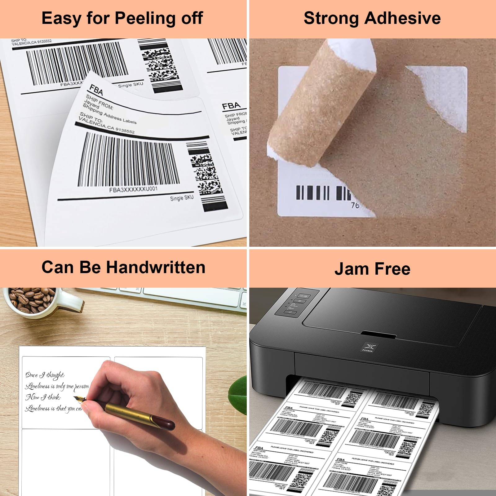 InpourPack 1" x 2-5/8" Shipping Return Address Labels for Laser Inkjet Printer, 30 UP Labels for Amazon FBA, White Blank Mailing Stickers (100 Sheet / 3000 pcs)