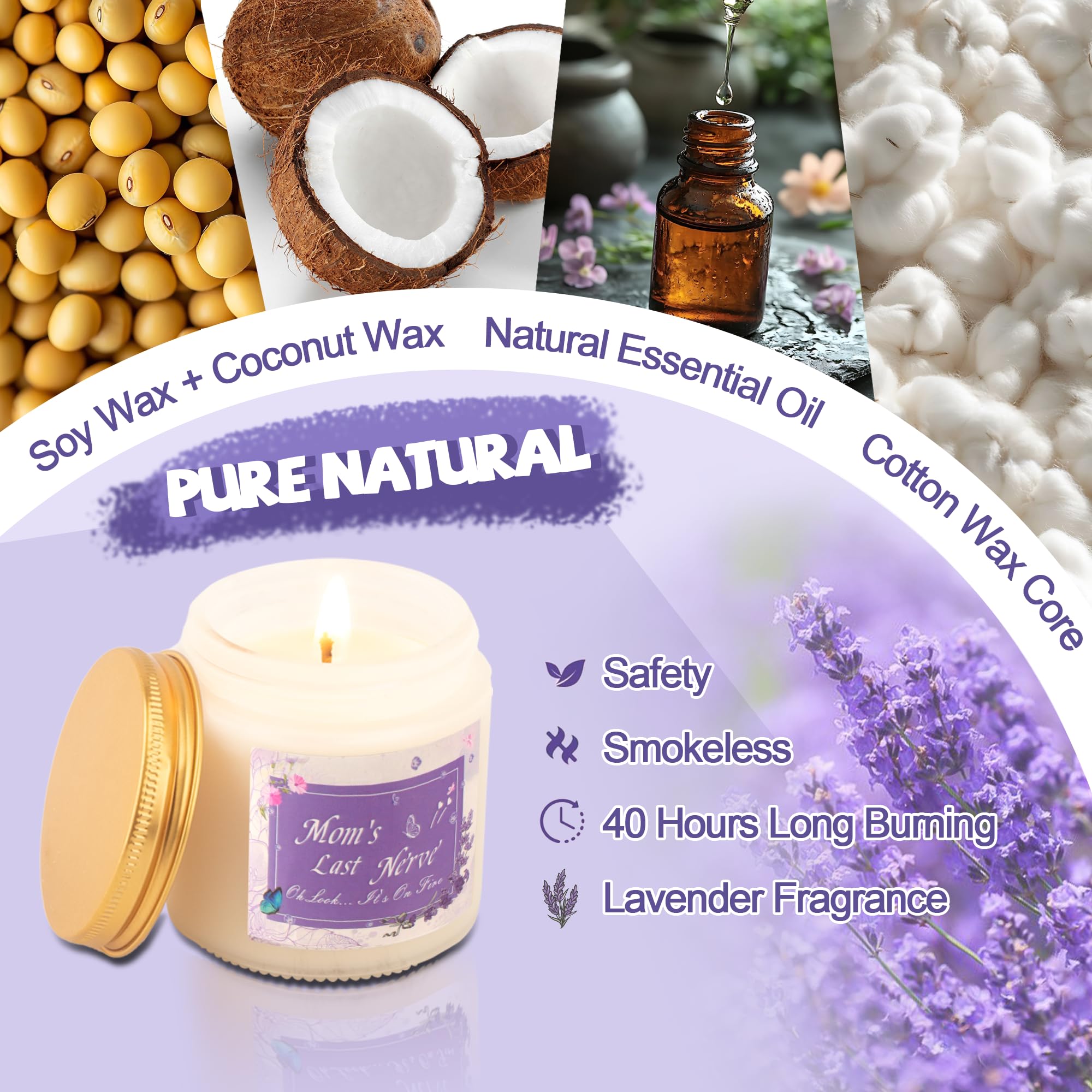 Neekiko Gifts for Mom, Unique Mothers Day Gifts Idea, Purple Lavender Relaxing Spa Get Well Soon Gift Basket Set for Mom, Mom Birthday Gifts from Daughter Son