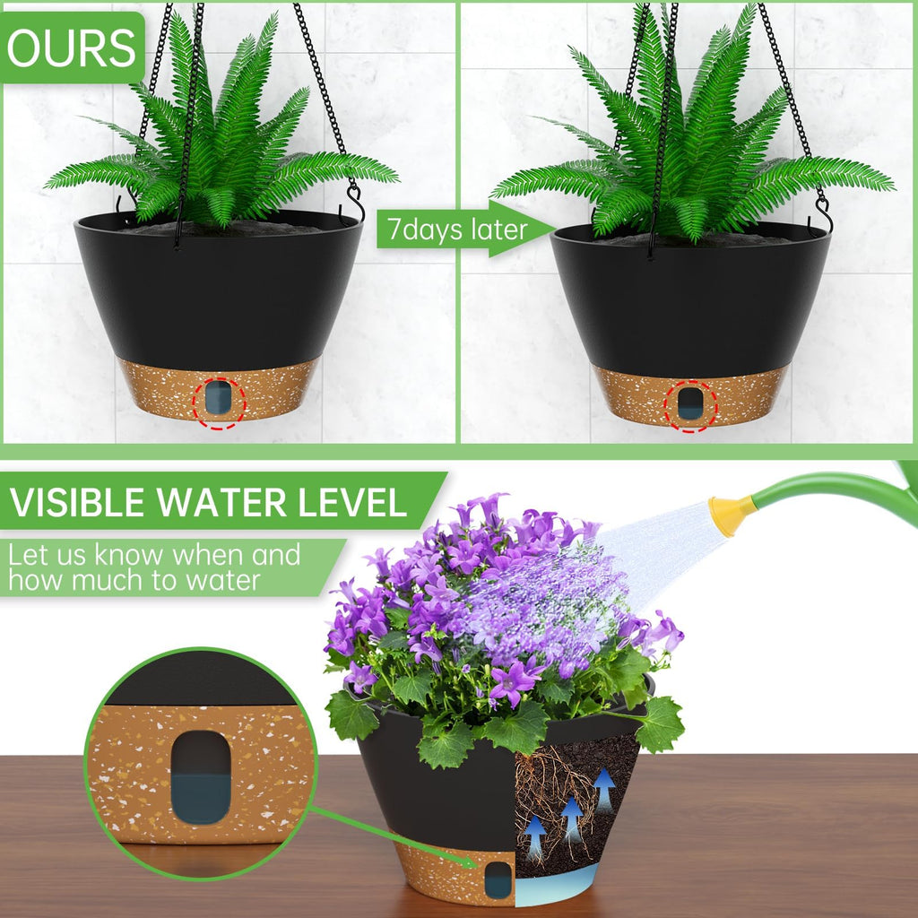ZMTECH Hanging Planters for Indoor Plants, Hanging Baskets, Plant Hanger 2 Pack 8 Inch Gray with Iron Chain Hook, Indoor Outdoor, Living Room Bedroom Balcony Porch Patio