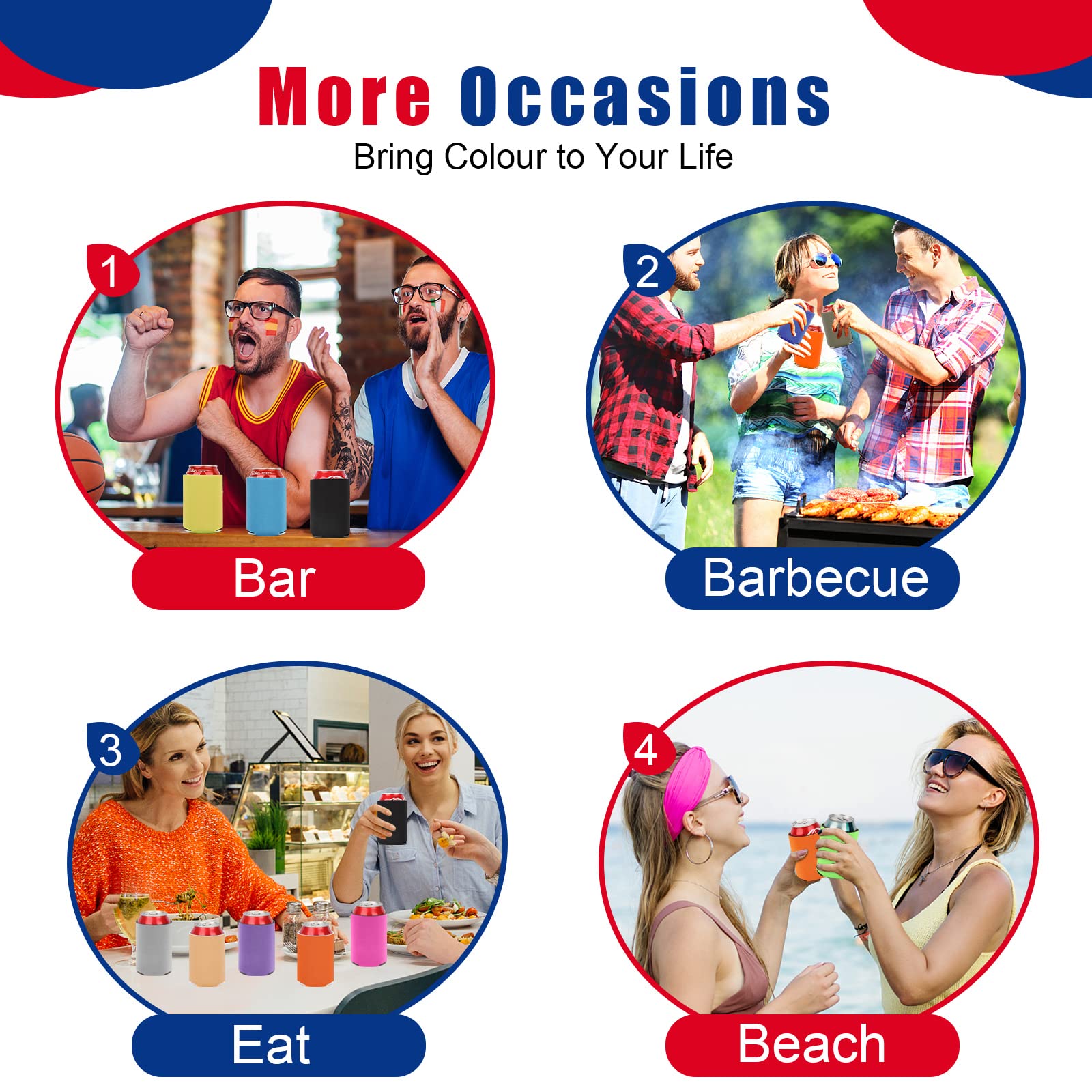 Desing Wish 15 Pack Foam Can Cooler Insulated Can Cover Reusable Can Sleeve Cooler Covers Sleeves for Cans Coke Soda Insulator Sleeve Water Bottle Drink Holders Party Supplie DIY Custom