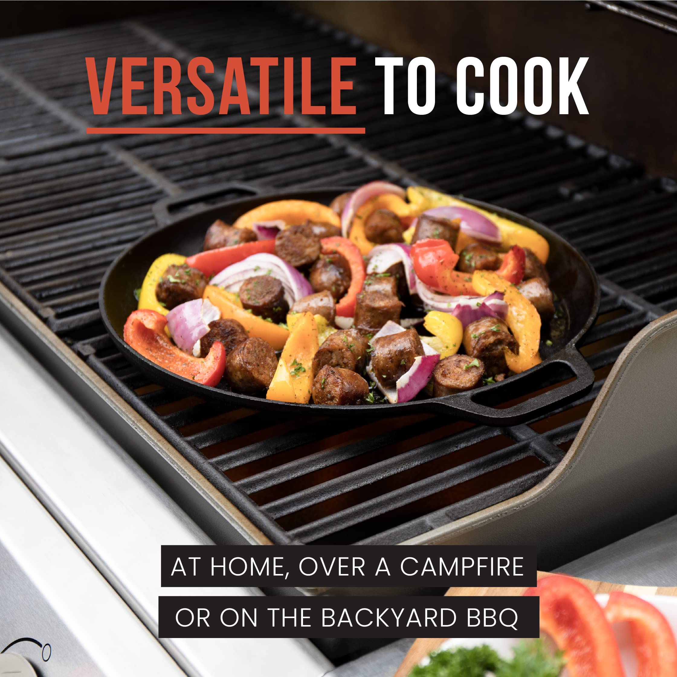 Chef Pomodoro Cast Iron Pizza Pan, Inch Pre-Seasoned Skillet, with Handles, Baking Pan, Round Griddle for Dosa Tawa Roti, Comal for Tortillas, Baking Stove, Oven, Grill BBQ and Campfire (12-inch)