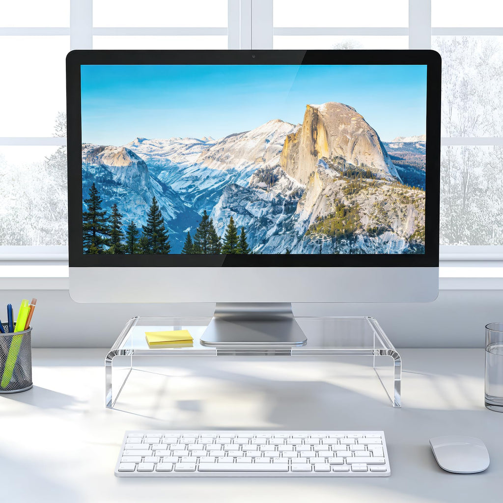 Acrylic Monitor Stand Riser - Acrylic Laptop Stand, Clear Monitor Stand, Monitor Riser for Desk Keyboard Storage Office, Home, School