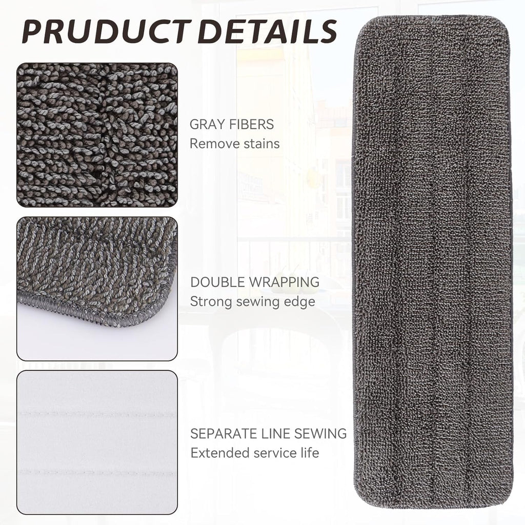 Replacement Mop Pads Fit for Rubbermaid Commercial 18" and 17" Mops - 10 Pack Wet & Dry Commercial Cleaning Reusable Refills Fit for Any Microfiber Flat Mop System 18" and 17" - Gray