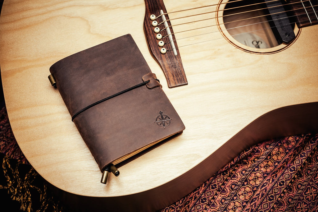 Wanderings A5 Travelers Notebook – Refillable Genuine Leather Journal – 4.5" x 6" (11.5 x 15.5cm) – Handcrafted Crazy Horse Leather – 100 GSM Blank Inserts – Travel Journal