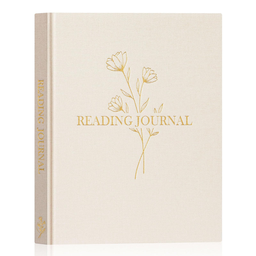 Lanpn Reading Book Journal for Book Lovers Readers, 9.3" x 7.7", 158 Pages Linen Hardcover Reading Log with 52 Book Reviews, Book Tracker Reading Notebook Bookish Gifts (Beige)