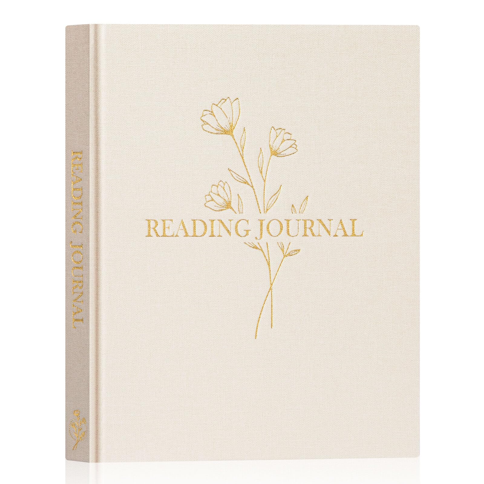 Lanpn Reading Book Journal for Book Lovers Readers, 9.3" x 7.7", 158 Pages Linen Hardcover Reading Log with 52 Book Reviews, Book Tracker Reading Notebook Bookish Gifts (Beige)