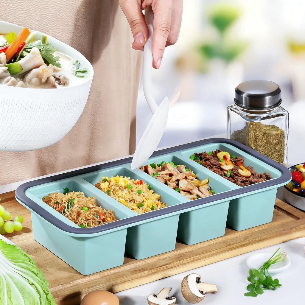 Asaloy 3 Pack （1-1.4-2 Cup）Silicone Food Freezer Molds With Lids,Easy to Release Silicone Soup Freezer Containers Tray for Meal Prepping,Leakproof, Suitable for Dishwasher/Oven/Fridge (Blue)