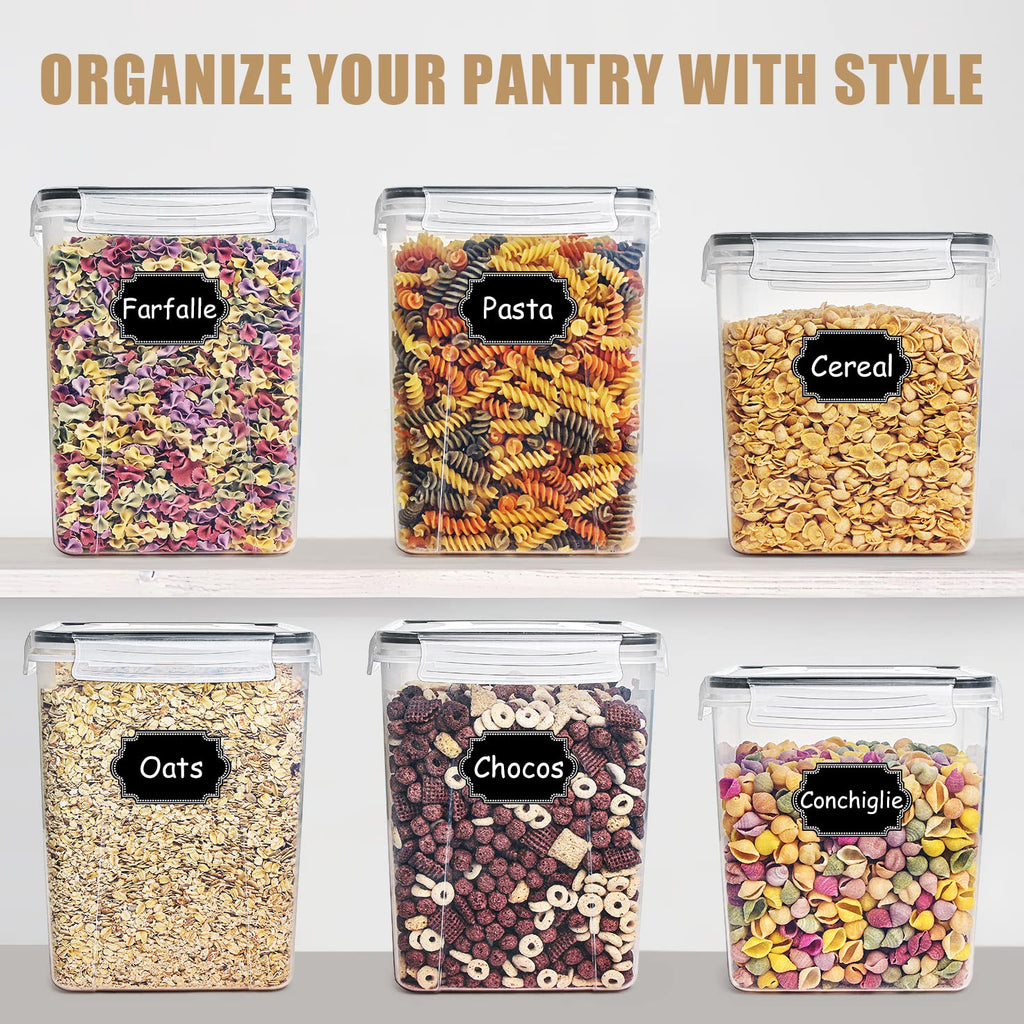 Large Food Storage Containers 5.2L/175oz, Wildone 4 Piece BPA Free Plastic Airtight Food Storage Containers for Flour, Sugar, Baking Supplies, Kitchen & Pantry Containers with 20 Labels