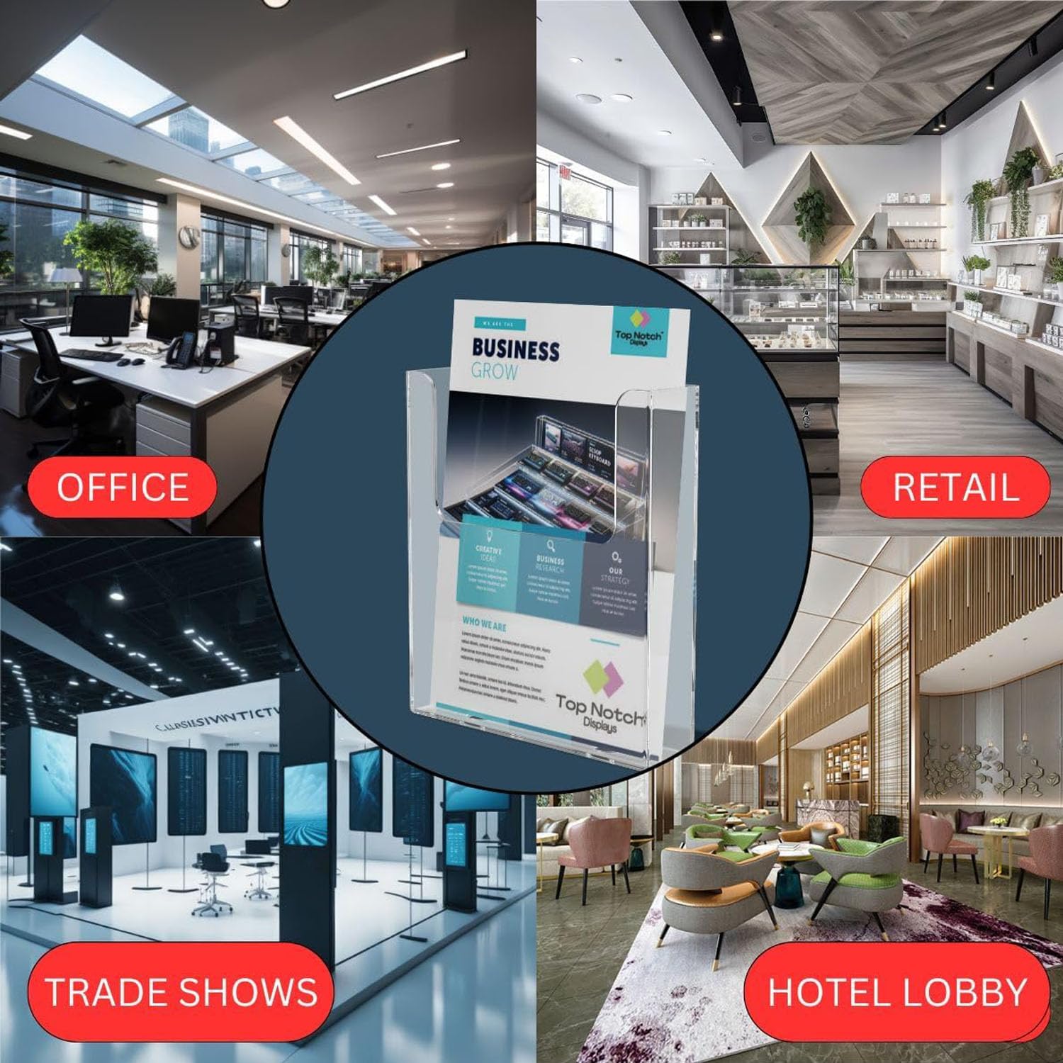 MEISO 3 Pack Acrylic Brochure Holder Wall Mount - Clear Durable Literature Organizer for Pamphlets Flyers Clear Plastic Literature Holder for Flyers Magazines - Space-Saving Office/Retail Display