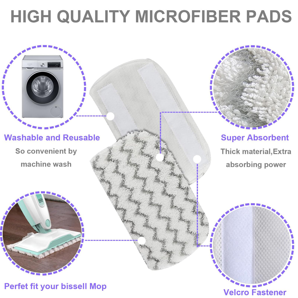 8 Pack Replacement Steam Mop Pads for Shark Steam Mop S1000, S1000A, S1000C, S1000WM, S1001C, Dirt Grip Cleaning Pads, Microfiber Washable & Reusable