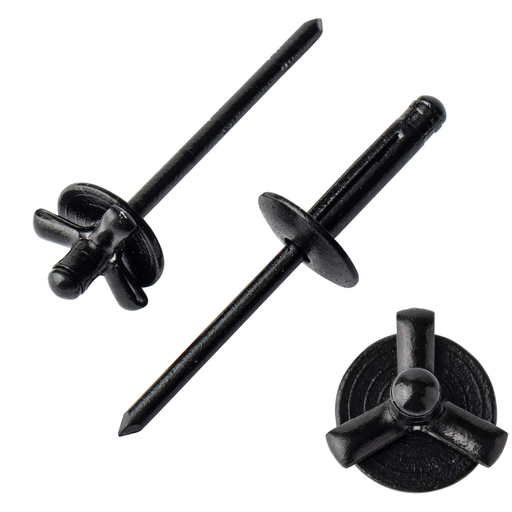 ISPINNER 50pcs 3/16" x 1" Large Head Tri-Fold Exploding Aluminum Pop Rivets (Black)