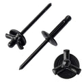 ISPINNER 50pcs 3/16" x 1" Large Head Tri-Fold Exploding Aluminum Pop Rivets (Black)