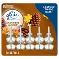 Glade PlugIns Air Freshener Oil Refill, Scented and Essential Oils for Home and Bathroom, Cashmere Woods, 10 Refills