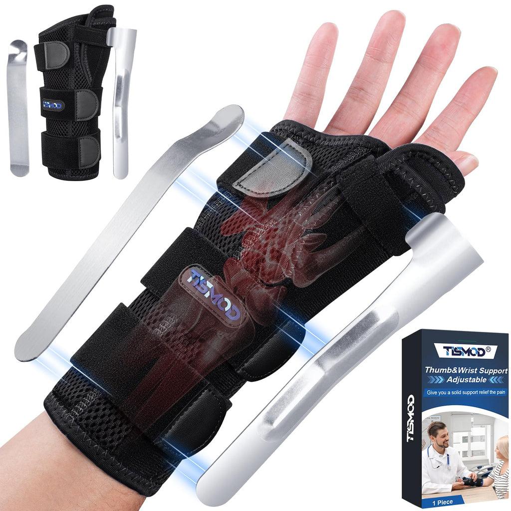 TISMOD Carpal Tunnel Wrist Brace Night Support,Thumb Spica Splint Left Hand for De Quervain's Tenosynovitis Splint,Wrist Brace with Thumb Support for Women/Men (Right Hand)