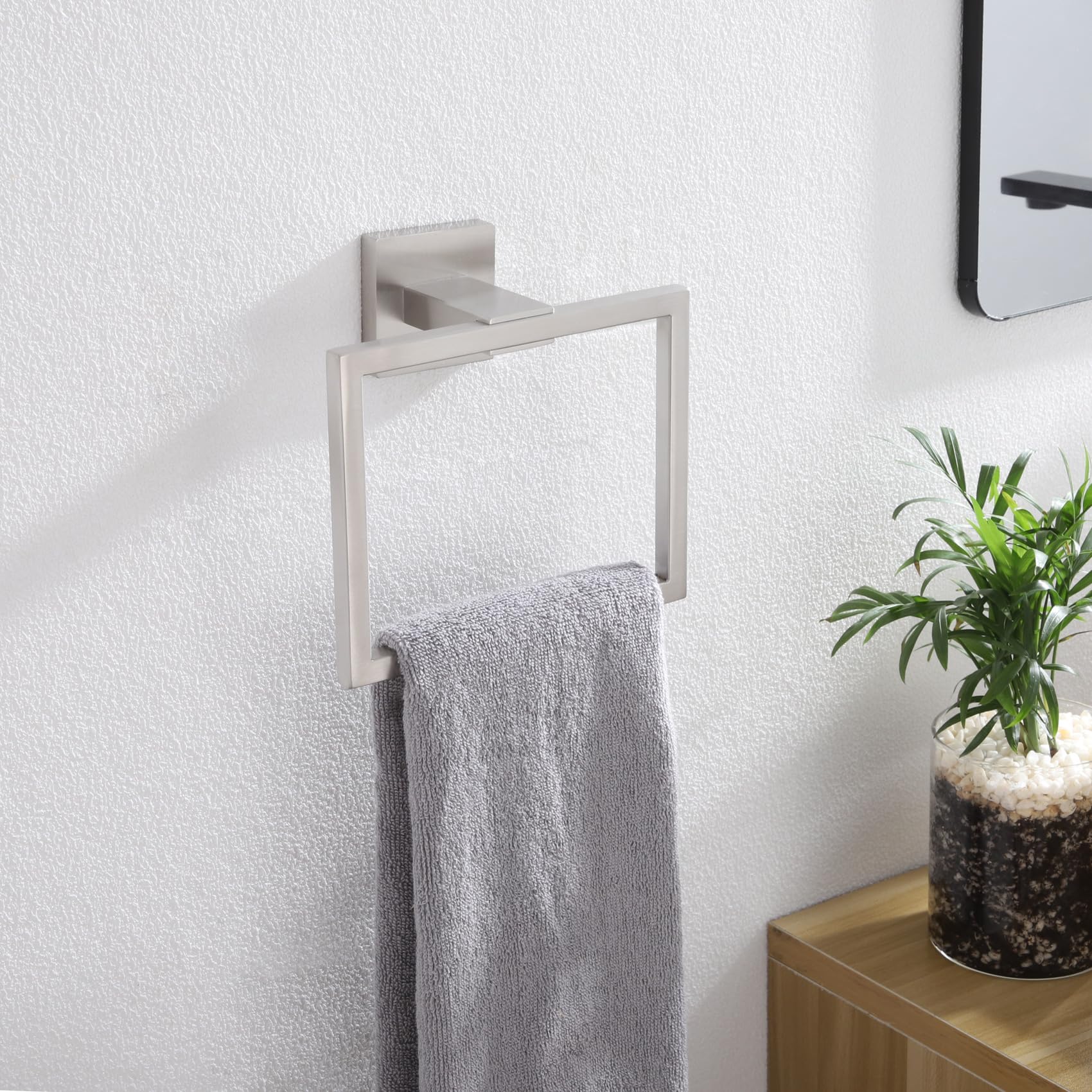 KOKOSIRI Bath Towel Ring Towel Hanger Bathroom Towel Holder Towel Rack Wall Mounted Stainless Steel Contemporary Style, Brushed Steel, B3004BR